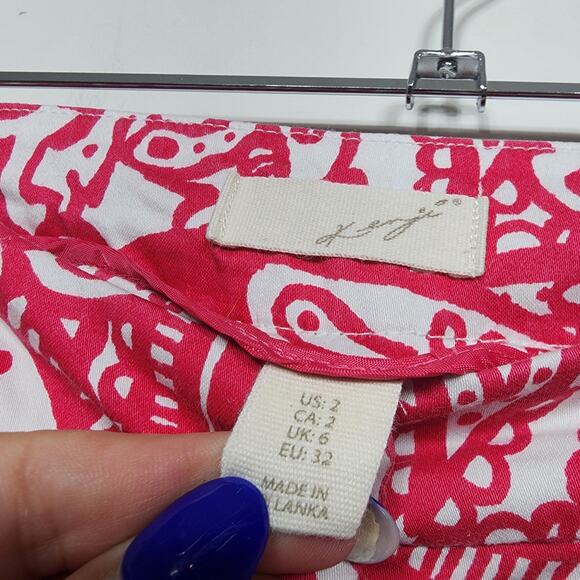 Anthropologie Kenji Paisley Pink White Chino Shorts Size 2 - Picture 3 of 6